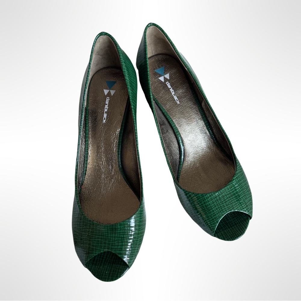 Green Peep-Toe Heels, size 9m